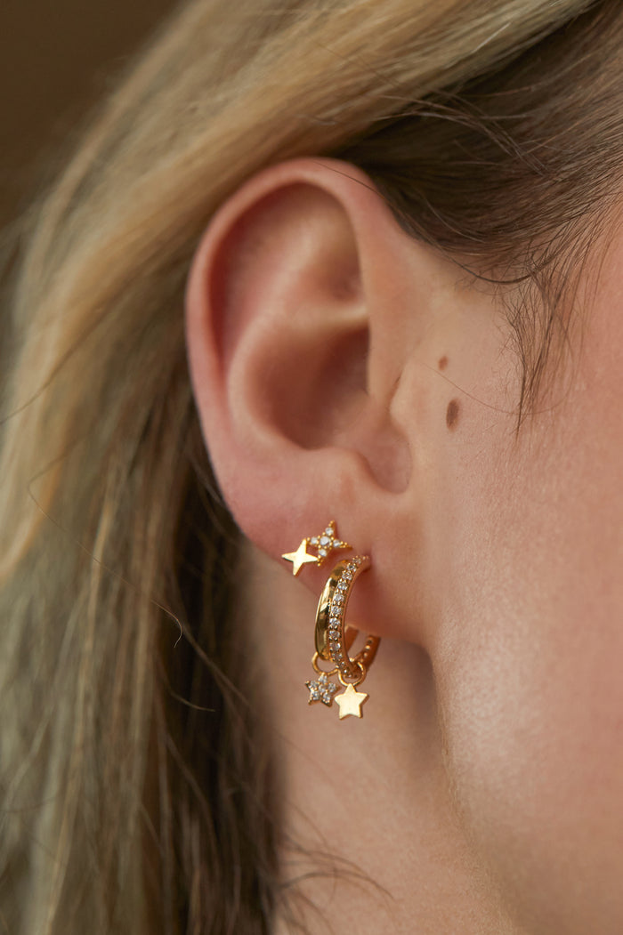 Duo Pave Star Hoops
