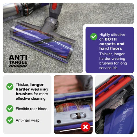 Dyson Brush Head Anti Tangle Brush for Dyson V7 V8 V10 V11 V15 Animal Turbine Motorhead
