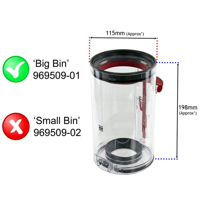 DYSON V10 Bin 969509-01 Dust Container SV12 - Large bin Bucket Assembly Compatible
