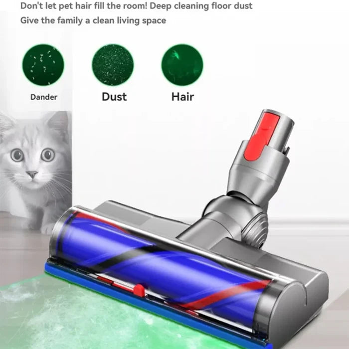 Dyson V7 V8 V10 V11 V15 High Torque Turbo Brush Head With Green LED Dust Display | SV22 SV15 SV28 SV14 SV27 SV12 SV25 SV10 SV11 968266-02 968266-04 967483-03 967483-04 967483-05