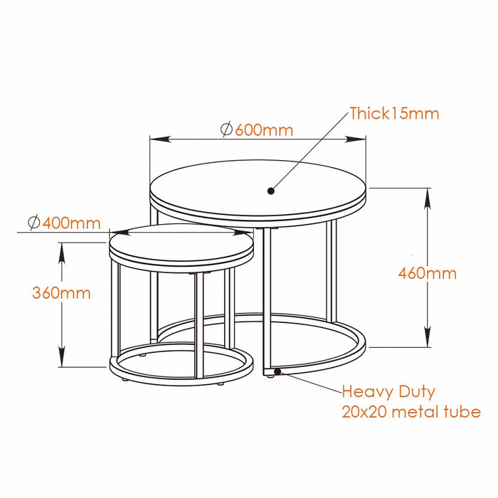 ECHO 600 Nested Coffee Table Set Cement by Censi -Home Living Store - -
