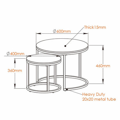ECHO 600 Nested Coffee Table Set Cement by Censi -Home Living Store - -