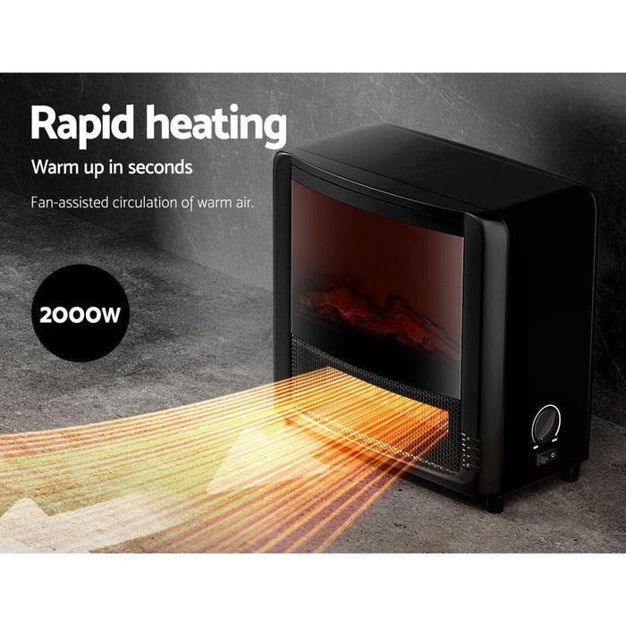 Electric Fireplace 3D Flame Effect Timer Portable Indoor Heater 2000W -Home Living Store - -