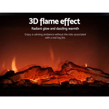 Electric Fireplace 3D Flame Effect Timer Portable Indoor Heater 2000W -Home Living Store - -