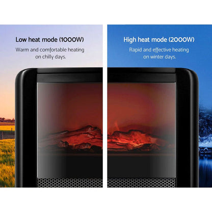 Electric Fireplace 3D Flame Effect Timer Portable Indoor Heater 2000W -Home Living Store - -