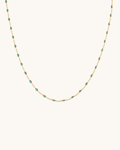 Emerald Gem Drop Chain Necklace