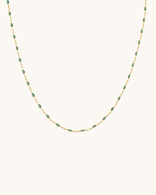 Emerald Gem Drop Chain Necklace
