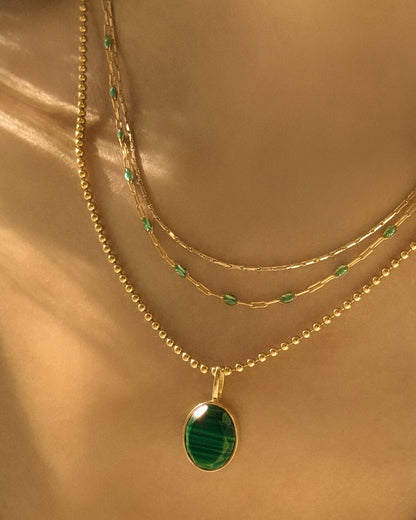 Emerald Gem Drop Chain Necklace
