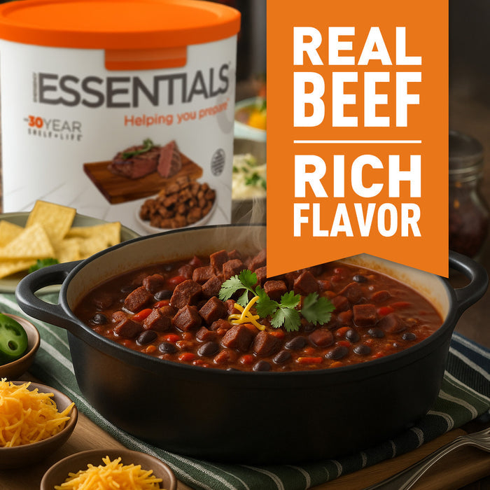 Freeze-Dried Beef Dices used in a beef chili recipe