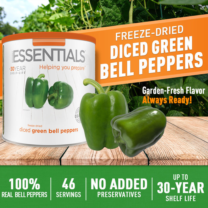 Can of freeze-dried diced green bell peppers