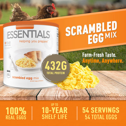 Scrambled Egg Mix and scrambled eggs cooked