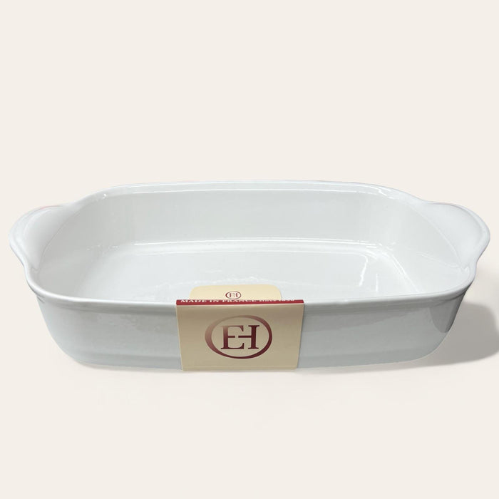 Emile Henry France Ovenware Ultime Rectangular Baking Dish 16.5 x 10.6 Flour White