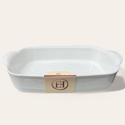 Emile Henry France Ovenware Ultime Rectangular Baking Dish 16.5 x 10.6 Flour White
