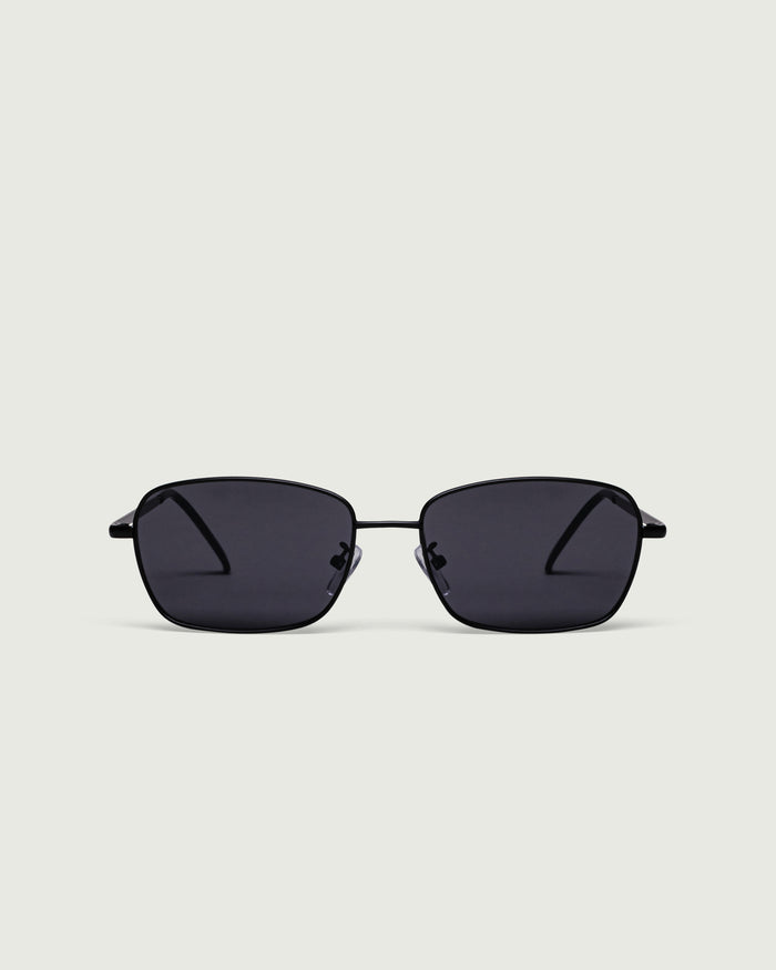 Charcoal::Emman Sunglasses rectangle black metal front