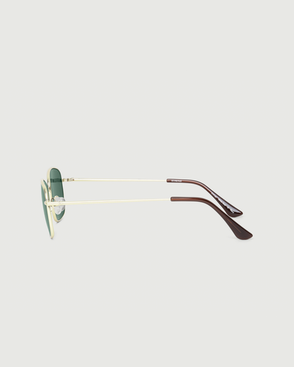 White-Gold::Emman Sunglasses rectangle Gold metal side