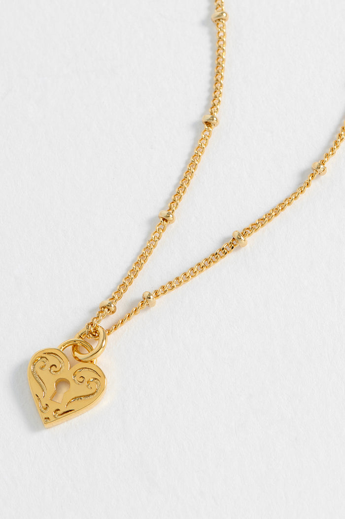 Engraved Heart Padlock Necklace