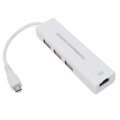 Ethernet and USB Hub with Micro-USB OTG Connector by The Pi Hut - The Pi Hut