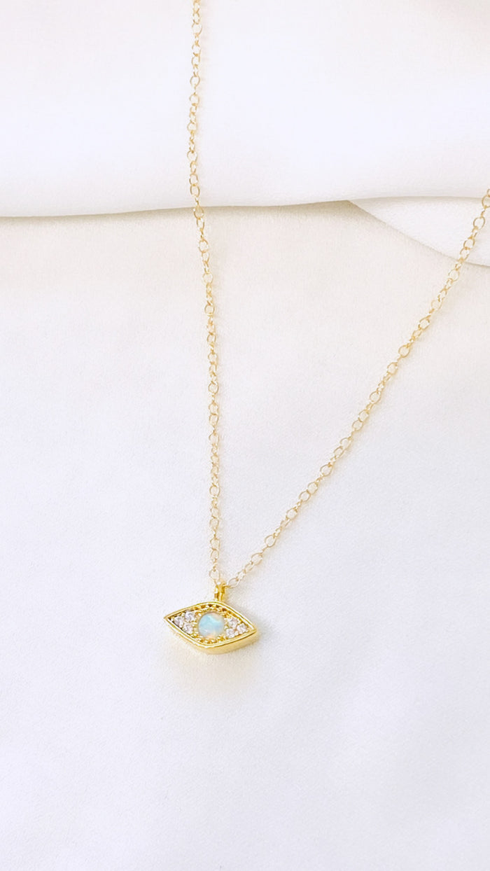 Evil Eye opal necklace