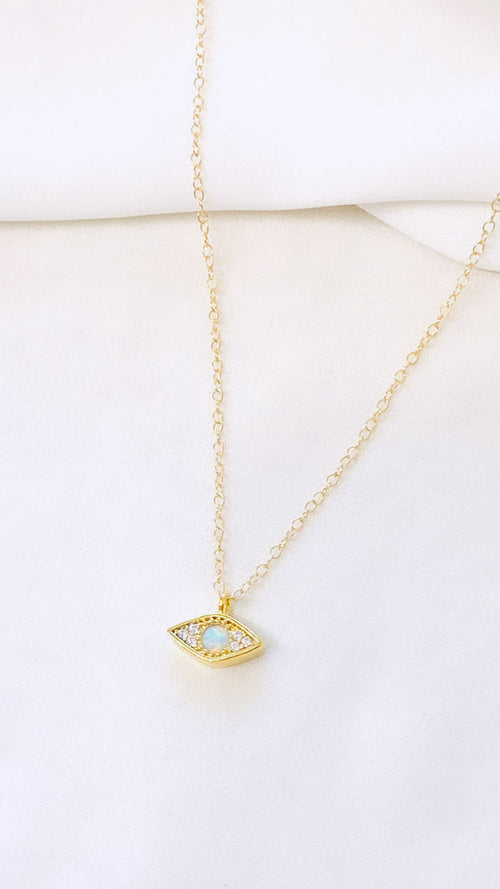 Evil Eye opal necklace