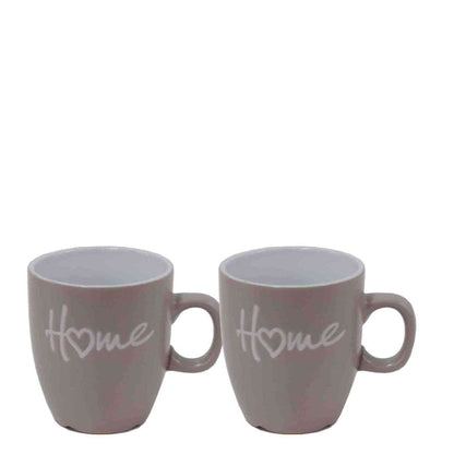 Excellent Houseware 2 Piece 150ml Home Mugs Set - Grey
