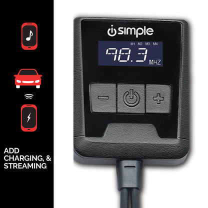 Simple FM transmitter with digital display showing 98.3 MHz and control buttons