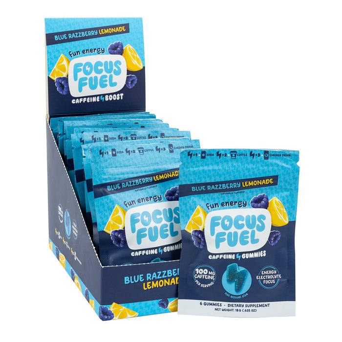 Focus Fuel Blue Raspberry Lemonade Gummy Candy Bags - 12 Count