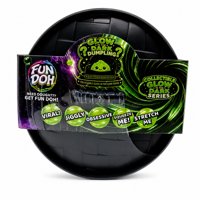 Fun Doh 4 Inch Mystery Black Steamer Glow in the Dark Dumpling Squishy Toy
