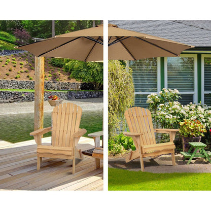 Gardeon 3 Piece Wooden Outdoor Beach Chair and Table Set -Home Living Store - -