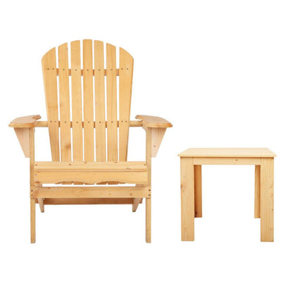 Gardeon 3 Piece Wooden Outdoor Beach Chair and Table Set -Home Living Store - -