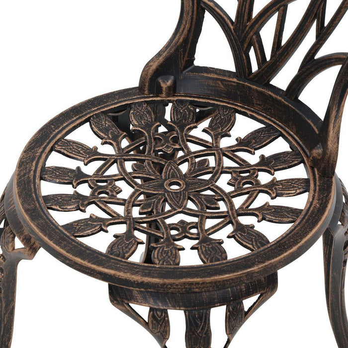Gardeon 3PC Outdoor Setting Cast Aluminium Bistro Table Chair Patio Bronze -Home Living Store - -
