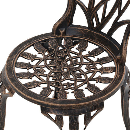 Gardeon 3PC Outdoor Setting Cast Aluminium Bistro Table Chair Patio Bronze -Home Living Store - -