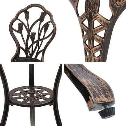 Gardeon 3PC Outdoor Setting Cast Aluminium Bistro Table Chair Patio Bronze -Home Living Store - -