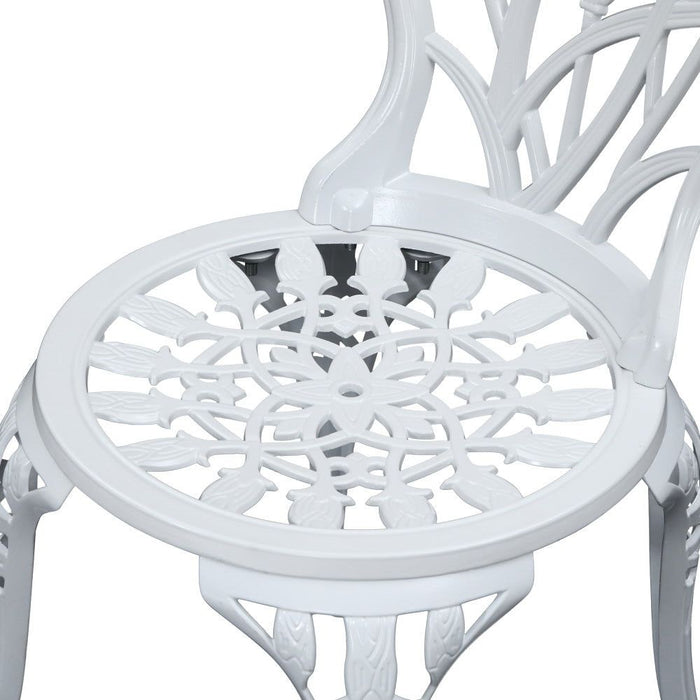Gardeon 3PC Outdoor Setting Cast Aluminium Bistro Table Chair Patio White -Home Living Store - -