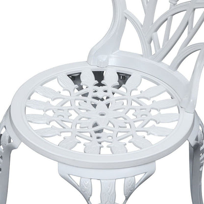 Gardeon 3PC Outdoor Setting Cast Aluminium Bistro Table Chair Patio White -Home Living Store - -