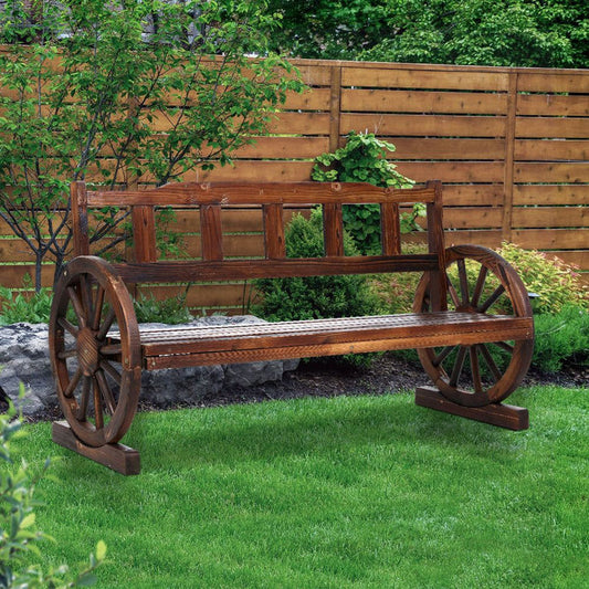 Gardeon Garden Bench Wooden Wagon Chair 3 Seat Outdoor Furniture Backyard Lounge Charcoal -Home Living Store - -