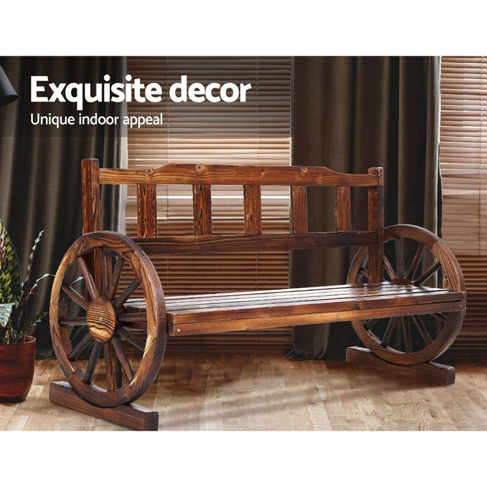 Gardeon Garden Bench Wooden Wagon Chair 3 Seat Outdoor Furniture Backyard Lounge Charcoal -Home Living Store - -