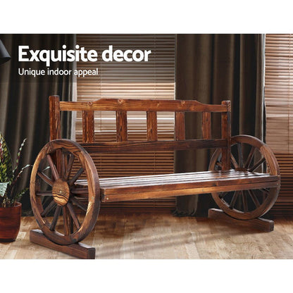 Gardeon Garden Bench Wooden Wagon Chair 3 Seat Outdoor Furniture Backyard Lounge Charcoal -Home Living Store - -