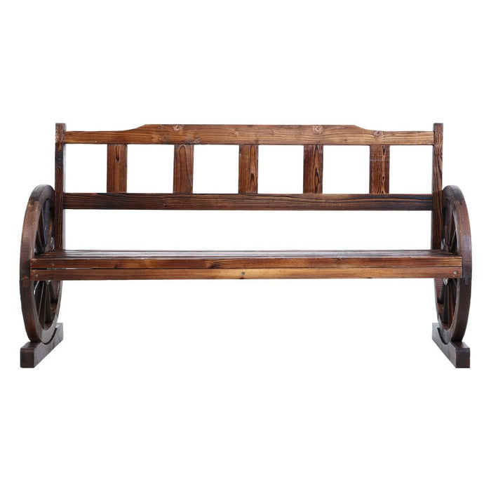 Gardeon Garden Bench Wooden Wagon Chair 3 Seat Outdoor Furniture Backyard Lounge Charcoal -Home Living Store - -