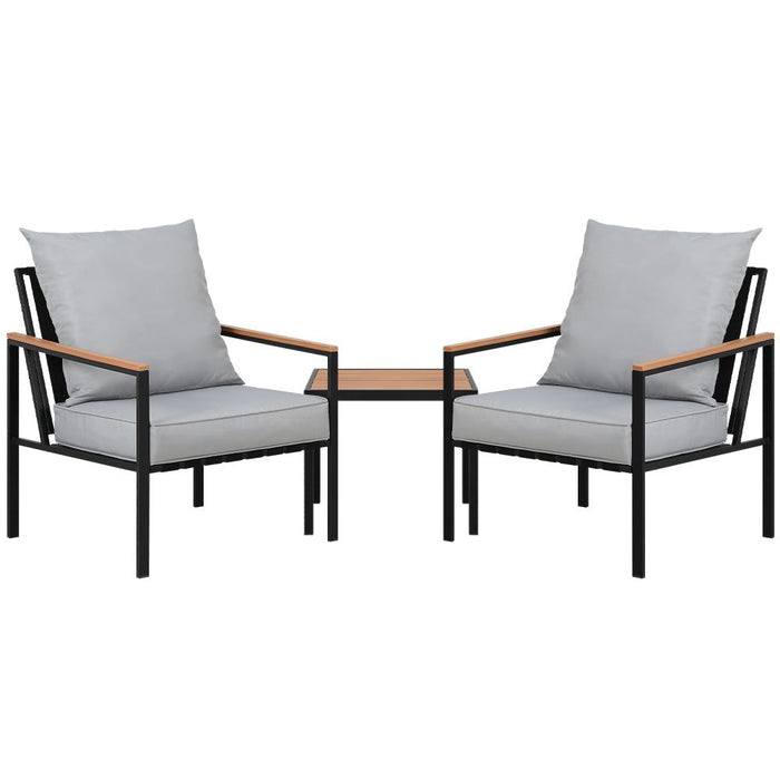 Gardeon Outdoor Furniture 3pcs Lounge Setting Bistro Set Chairs Table Patio -Home Living Store - -
