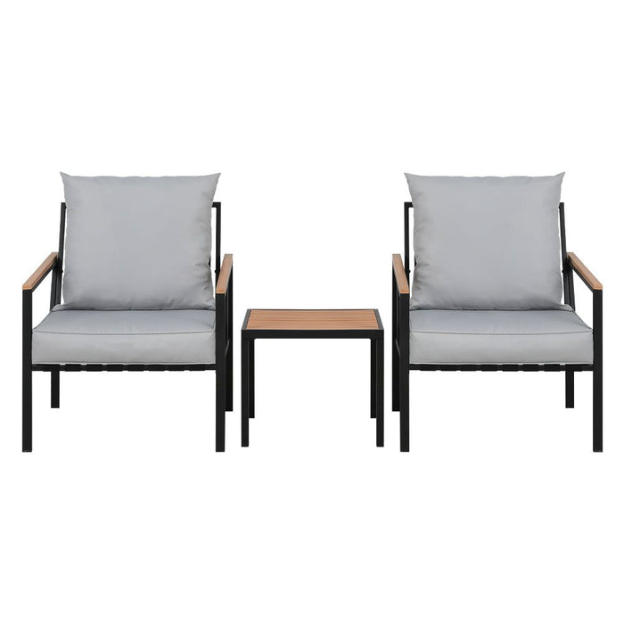 Gardeon Outdoor Furniture 3pcs Lounge Setting Bistro Set Chairs Table Patio -Home Living Store - -