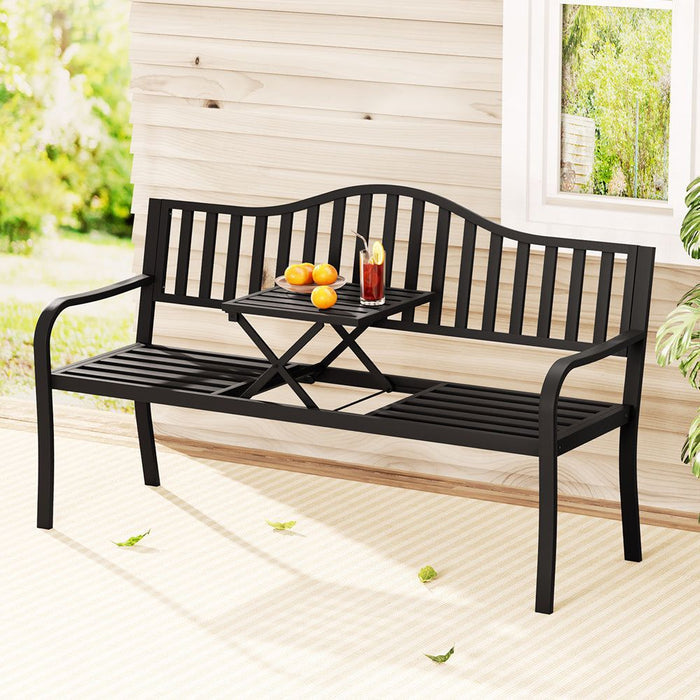 Gardeon Outdoor Garden Bench Steel Foldable Table Furniture Patio Loveseat -Home Living Store - -