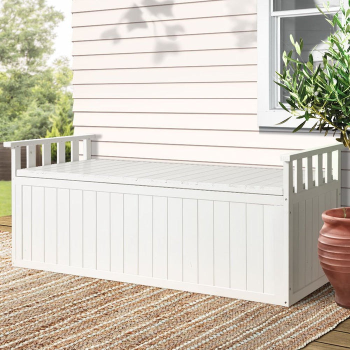 Gardeon Outdoor Storage Box Wooden Garden Bench 129cm Chest Tool Toy Sheds XL -Home Living Store - -
