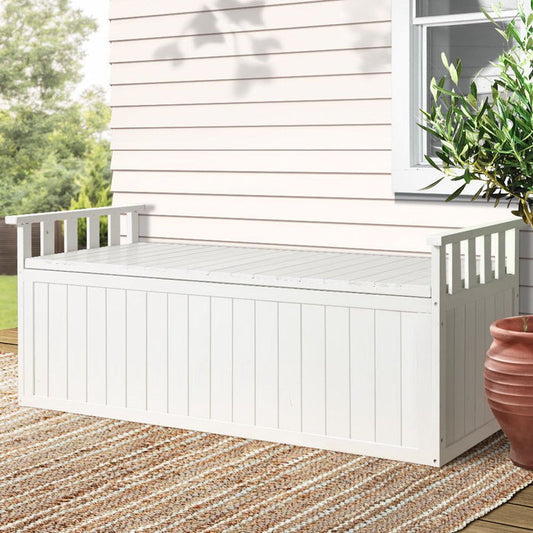 Gardeon Outdoor Storage Box Wooden Garden Bench 129cm Chest Tool Toy Sheds XL -Home Living Store - -