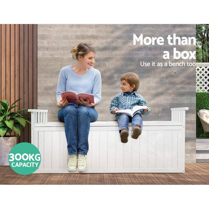 Gardeon Outdoor Storage Box Wooden Garden Bench 129cm Chest Tool Toy Sheds XL -Home Living Store - -