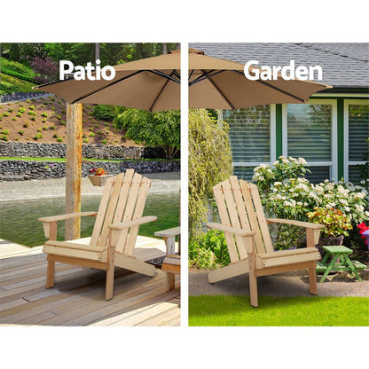Gardeon Outdoor Sun Lounge Beach Chairs Table Setting Wooden Adirondack Patio Natural Wood Chair -Home Living Store - -