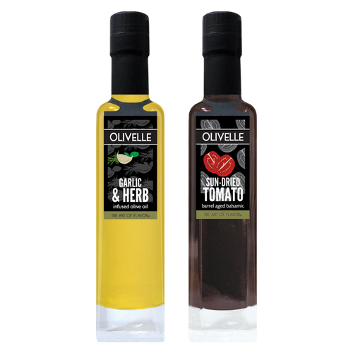 Garlic & Herb Infused Olive Oil & Sun-Dried Tomato Barrel Aged Balsamic