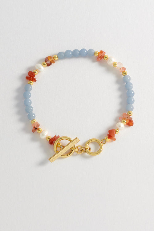 Gemstone Pearl T-Bar Bracelet