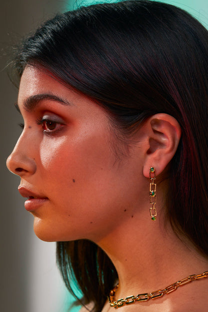 Gemstone Square Drop Earrings