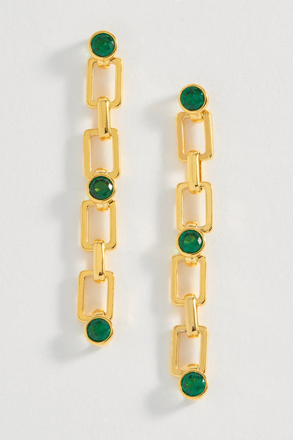 Gemstone Square Drop Earrings