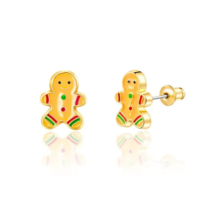 Girl Nation: Gingerbread Man Cutie Stud Holiday Hypoallergenic Earrings